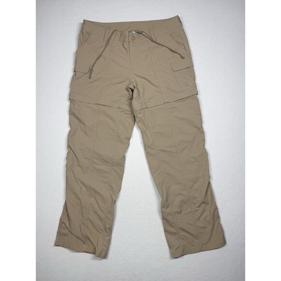 North Face Hiking Pants Convertible Zip Off Shorts Tan Khaki Women's Size 8 - Picture 1 of 7